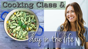 DIETITIAN COOKING WORKSHOP | Vegan Avocado Pesto Pasta, Spicy Baked Tofu | DAY IN THE LIFE